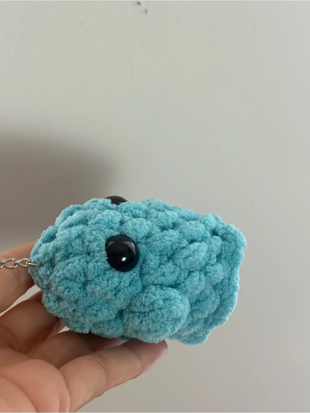Handmade Blue Crochet Ghost Keychain – 3”